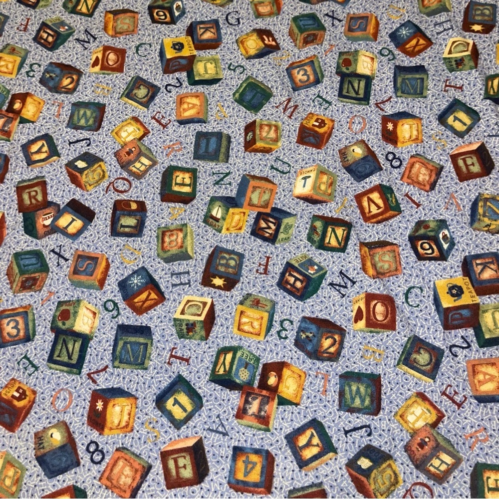 Alphabet Block Patterned flannel Fabric 1.5 yards - Picture 1 of 5